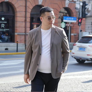 เสื้อสูทผู้ชายไซส์ใหญ่ ทรงหลวม ทรงเข้ารูป ทรงปกติ แขนยาว ฤดูร้อน 2023 เสื้อสูทผู้ชายแบบลำลอง