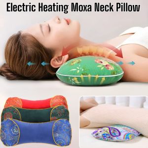 Electric Heating Moxa Neck Pillow Professional Medical Therapy Neck Hot Compress Bag Aid Sleep Neck Pain Relief