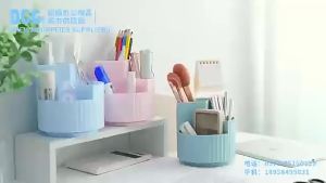 360° Rotating Pen Holder Multi Compartment PP Desk Organizer Stationery Storage Caddy School Office Makeup Brush Organizer