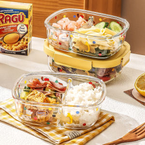 Glass Lunch Box ness Container Microwave Special Heating with Rice Separator Bento Box Sealed Durable Food Container