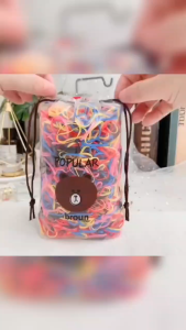 2000Pcs Disposable Rubber Band Colorful Elastic Hair Tie Sanrio bear Gift pack