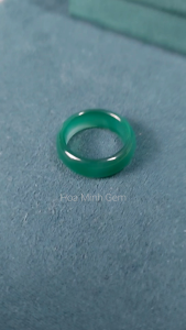 Nhẫn đá Mã Não xanh lá dày 8 li size đường kính 19.5mm size lớn nhẫn nam nhẫn nữ đẹp | Hoa Minh Gem