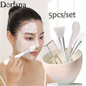 Dorisna 5ชิ้นชุดชามผสมหน้ากากปิดหน้าดูแลผิวหน้าชุดกล่องเครื่องมือแปรงมาส์กซิลิโคนเครื่องบำรุงหน้าช้อนตวงไม้พายอุปกรณ์ความงาม