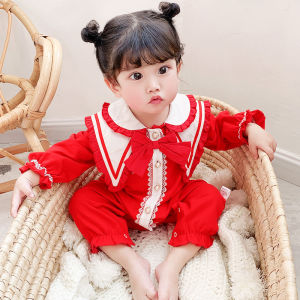 Baby Girl Clothes Newborn 100 Days Visit Yearning Suit Spring Autumn Cotton Korean Style Long Sleeve Single Button Closure
