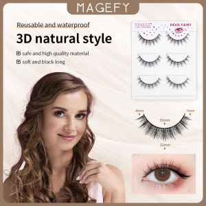 MAGEFY 3 Pairs/Box Eyelash Extension Set 3D Natural Eyelashes Reusable Waterproof Fake Eyelashes for Make Up