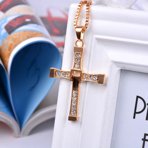 The Fast And The Furious Cross Pendant Necklace Celebrity Dominic Toretto Crystal Cross Necklaces Jewelry For Men Gifts
