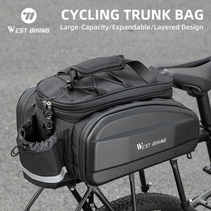 WEST BIKING Bicycle Rear Seat Bag Hard Shell Large Capacity Cycling Trunk MTB Road Bike Pannier Expandable Cycling Rear Rack Bag