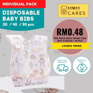 [30/60/90pcs ] Disposable Baby Bibs. High Quality. Waterproof Backing. Non Woven Cloth. Gentle and Flexible.
