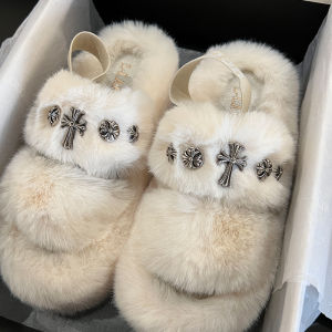 TaiKuLan High End Fashion Womens Slippers with Thick Sole and Artificial Fur for Casual Wear in Autumn and Winter