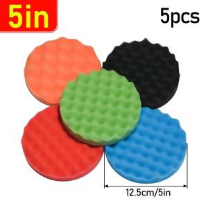 5Pcs 5"6" 7" 150/180mm Buffing Polishing Sponge Pads Kit Car Polisher Soft Wave Foam Waffle Pad Car Wash Cleaning Detailing Tool