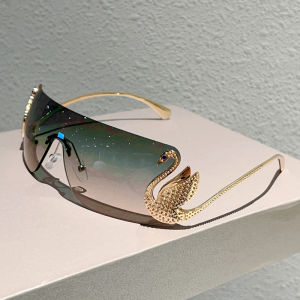 KAMMPT Rimless Y2k Sunglasses Women Fashion Monoblock Gradient Shades 2025 New Trendy Luxury Brand Design Decor Sun Glasses