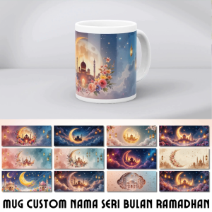 Mug Custom Ramadan 12 Desain – Ilustrasi Artistik Penuh Makna Spiritual (325ml)