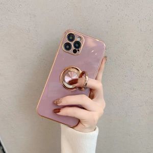 Luxury Electroplated One-Piece Silicone Stand Phone Case Full Lens Protection for  17Air 16Plus 1514Promax 1312Mini 11PM XS