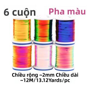 Chất Liệu Làm Mồi Câu Cá Dạng Kim Tuyến Mylar Phẳng 2 Màu 2mm Dùng Cho Streamer Flashback Nymph Thân Midge Rib - Nguyên Liệu Làm Mồi Câu Cá
