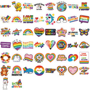 50pcs Pride Month Stickers For Journal Laptop Water Cup Book Luggage Table Helmet Skateboard Guitar Packing Label Party Sticker
