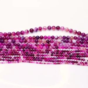 Hotpink Sọc Mã Não Hạt 32-90 Chiếc Đá Tự Nhiên Hình Tròn Cho Tự Làm Vòng Tay Vòng Cổ Trang Sức Làm Phụ Kiện 4/6/8/10/12 Mm