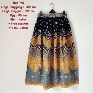 Rok Bawahan Batik 7 per 8 Wanita Dewasa Pinggang Karet Modern Mewah Fashion Cewek Korean Style Bahan Katun Primisima - DRUPADI BATIK