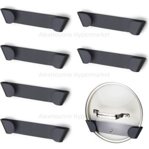 6PCS Pot Rack Wall-Mounted No Punching Self-Adhesive Household Kitchen Storage Holder Pan Lid Organizer Pot Cover Rack