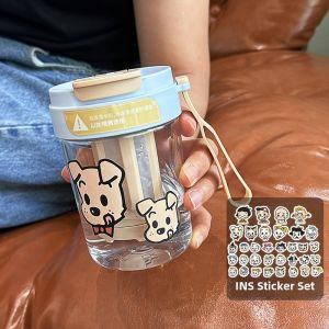 Portable Summer Cold Brew Tea Water Cup Tritan Shockproof Straw Grab-and-go Cup for Women New Style 2025 Coffee Cup Korean Style