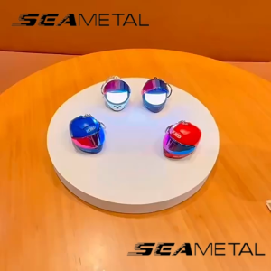 SEAMETAL Motorcycle Mini Helmet Charm LED Torch Keychain Flip Visor Backpack Decoration Rider Gift