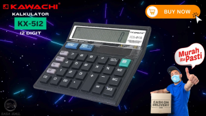 Kalkulator Desktop Calc Electronic Calculator Elektrik Kawachi KX 512  12 Digits Two Way Power Solar Cell Battery Big Display Original Garansi Quick Response Check Correct Laz COD Bisa Bayar di Tempat Graha Mart