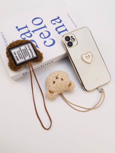 Plush Bear Head Mobile Phone Pendant Winter Style Womens Fashion Personality Mobile Phone Strap Universal Phone Case Connector Anti-Loss Lanyard