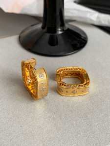 CAFFTI | Vintage Heavy Crafted Square Golden Earrings