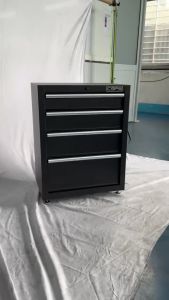 Tủ dụng cụ CSPS 61cm - 04 hộc kéo màu đen chân tăng chỉnh (tay cầm trắng)