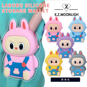 X.Z.MOONLIGH Labubu Childrens Cute Silicone Storage Coin Purse Cartoon Portable One-Shoulder Diagonal Change Storage Bag