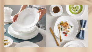 19pc Everyday 6 Pax Opal glass Square Round Edge Dinner set LZ19523