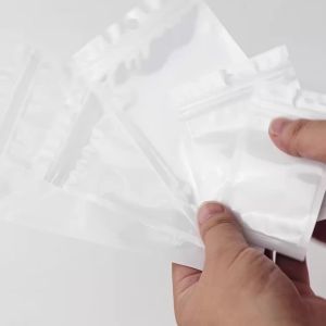50 Chiếc Túi Nhựa OPP Trong Suốt Màu Trắng Ngọc Trai Tự Dán Có Lỗ Treo Tròn Dùng Đựng Đồ Trang Sức Ốp Điện Thoại Có Khóa Kéo
