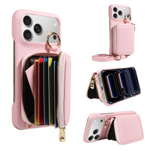 PU Leather Phone Case for IPhone 17e Air 16 15 14 13 12 11Pro Plus Pro Max Mini with Card Slot Ring & Lanyard Trendy Phone Case