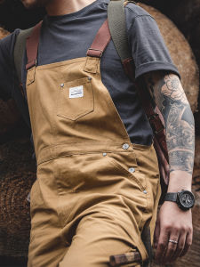 MADEN | American Vintage Khaki Straight Leg Suspender Pants