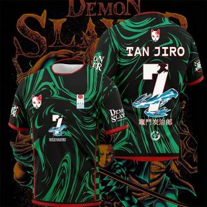 Bandai | Summer 2026 Demon Slayer Tanjiro "Water Breath No. 7" Football Style 3D Print Breathable Quick-drying T-shirt Adult Family Top