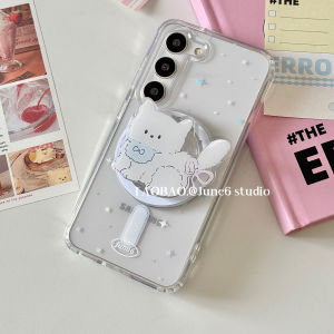 June6 Studioins Acrylic Magnetic Suction Shockproof Transparent Cat Design Mobile Phone Case for Samsung S25 Ultra S24 S23 Ultra S22 plus
