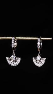 APIR D VVS1 Moissanite Womens Earrings 925 Sterling Silver Lab Diamond Sector Dangle Hoop Ear Daily Wear Wedding Fine Jewelry