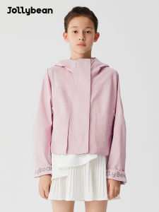 Jollybean Girls Outdoor Windproof Waterproof Hooded Jacket Spring Autumn New Style Childrens Clothing Polyester Fiber Sports Style