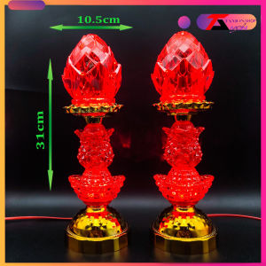 [giá một cặp] ĐÈN THỜ HOA SEN THỜ CÚNG Thân đèn gắn cầu tròn tài lộc trang trí tủ thờ bàn ông địa thần tài (LD13)