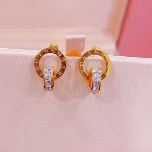 OYJR Bông tai titan nữ không gỉ khắc số la mã phong cách thời trang hàn quốc