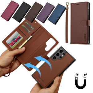 2 in 1 Magnetic Flip Leather Case for Samsung Galaxy S26 Ultra S25 Edge Plus S24 S23 Fe S22 S26U Card Slots Wallet Phone Cover