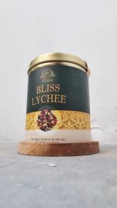 HEIZL Bliss Lychee - Artisan Lychee Green Tea / Teh Hijau Rasa Buah Leci Premium Dengan Buah Leci Asli - Kaleng 50gr