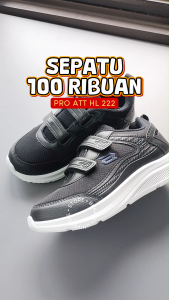 Sneakers Sepatu Sekolah Anak Laki Perempuan Pro ATT TK SD Velcro Perekat Kreket Tanggung Kets Snikers Sneker Sneaker Snickers Hitam Putih 31-34 HL 222 V