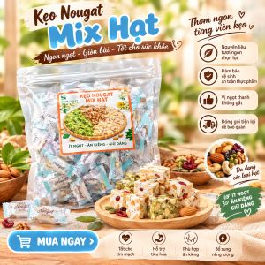 Bánh Nougat Healthy Mix Hạt Ngũ Cốc - Kẹo Hạnh Phúc Dinh Dưỡng Ít Calo | Ít Ngọt - Ăn Kiêng - Giữ Dáng