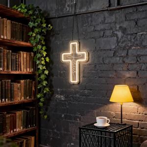 Cross Neon SignJesus LED Neon Lights for Wall Art Decor for Bedroom Christening Day Auditorium Wedding Christian Easter Gifts
