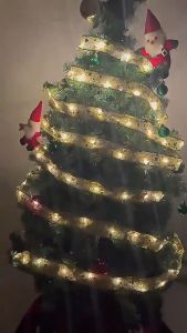 Sincecu DIY LED Xmas Ribbon Lights - Fireproof Lace Bows String Decor for Home/Hotel/Party