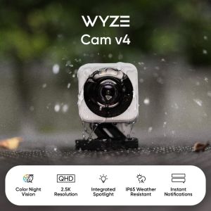 Wyze Cam v4 2K HD Wi-Fi Smart Home Security Camera Indoor/Outdoor Use Pet/Baby Monitor Motion Activated Spotlight/Siren