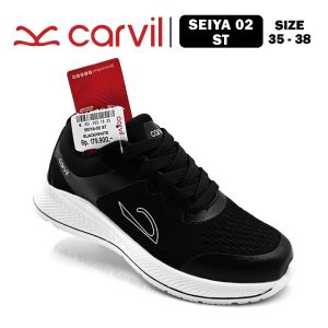 Sepatu Sekolah Anak SD SMP Remaja Laki Laki/Perempuan – CARVIL – SEIYA 02 ST – Size 35-38 – Sneakers – Sport – Tali Black White