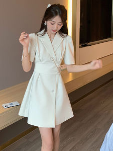 Professional White Suit Dress for Women Commute Summer 2025 New Arrival Korean Style High Waist A-Line Short Skirt