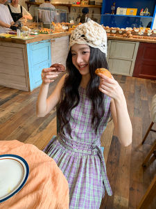 Purple Check Sleeveless Summer Dress for Young Women