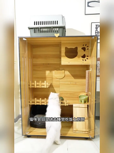 【The cheapest】Cat Cage Solid Wooden Cat Cage Large Display Cabinet Wooden Deluxe Cat House Multi-Layer Cat House